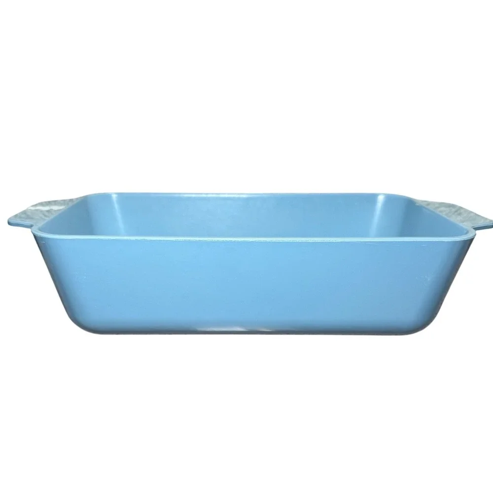Vintage Pastel‎ Blue Bakeware 9x5 Loaf Pan & 1.5 Qt Round Casserole Dish USA MCM